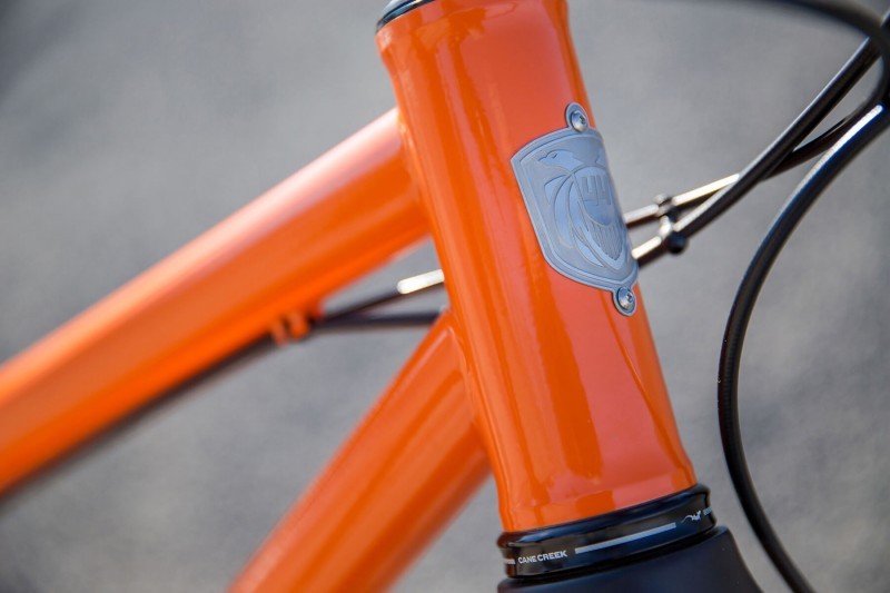 Head badge detail on 44 Bikes custom fat bike