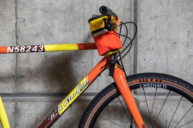 Close-up of handle bar bag