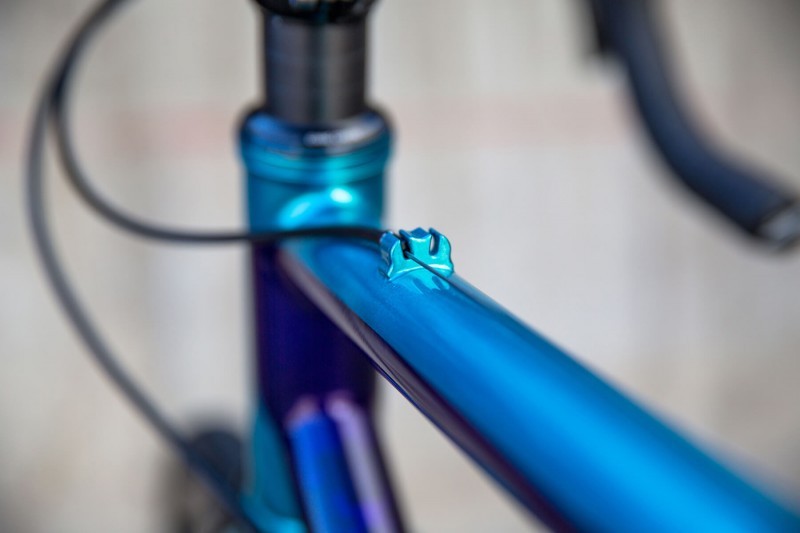 Cable stop detail on Moth Attack custom cyclocross bike