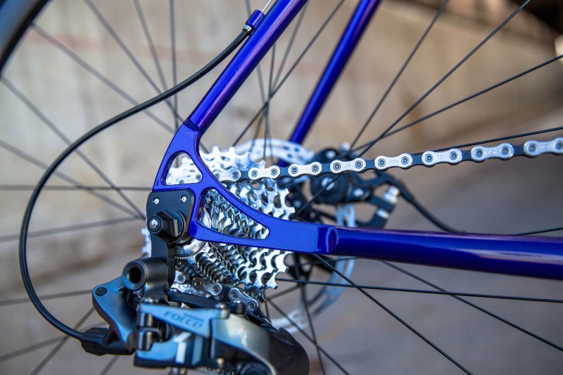 Detail of dropouts on Moth Attack custom cyclocross bike