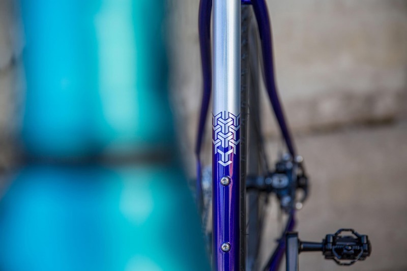 Seat tube bosses detail on Moth Attack custom cyclocross bike